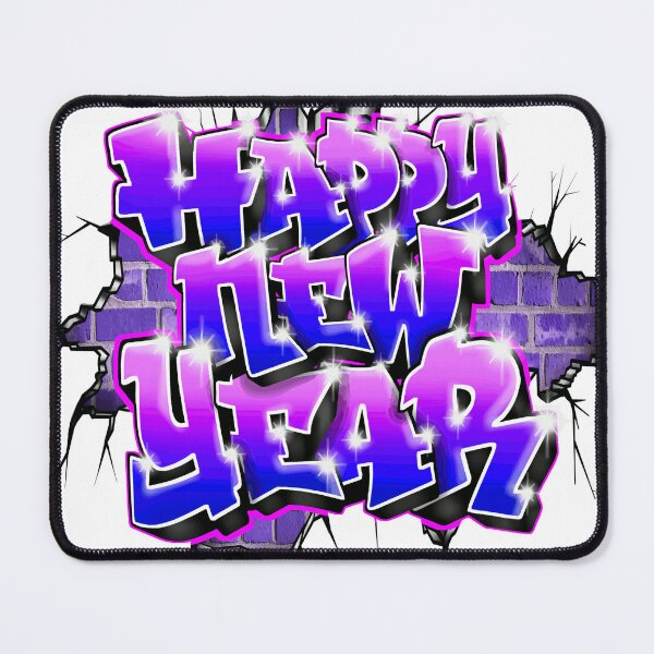 Item preview, HAPPY NEW YEAR Graffiti Broken Wall Street Art (purple) designed and sold by BlachGallery.
