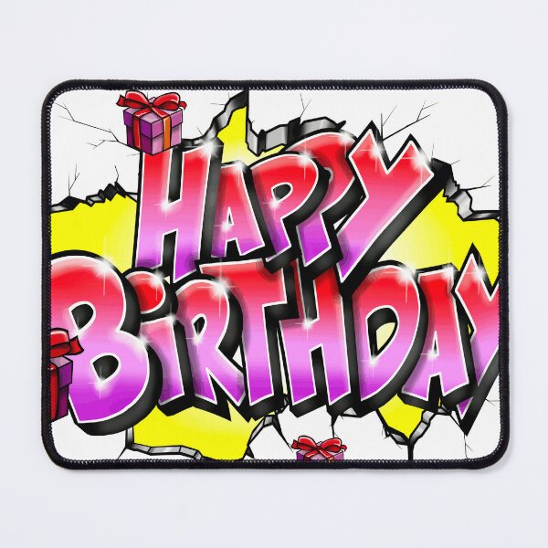 Item preview, HAPPY BIRTHDAY Graffiti Broken Wall Street Art (rainbow) v2 designed and sold by BlachGallery.
