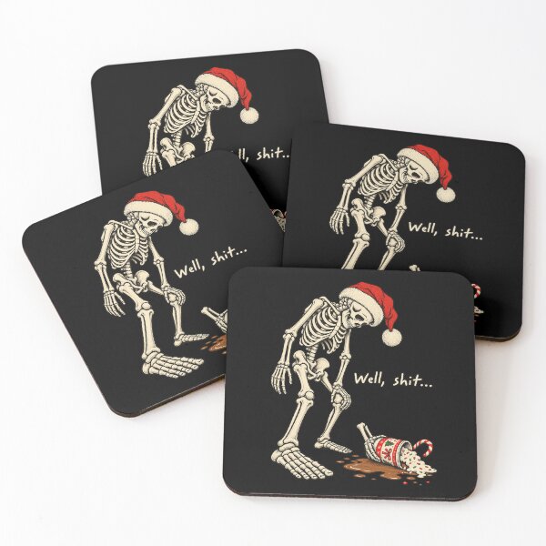 Item preview, Funny Skeleton Christmas Well Shit Dark Humor Santa Skeleton Spilled Coffee  Snarky Sarcastic Xmas Shirt Design designed and sold by Maureendz.