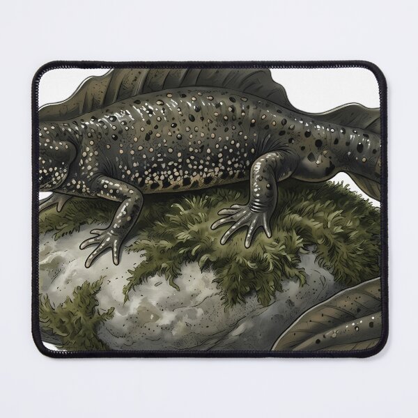 Item preview, Vintage Naturalist Great Crested Newt on a Mossy Pebble — Antique Amphibian Print designed and sold by Catch333.