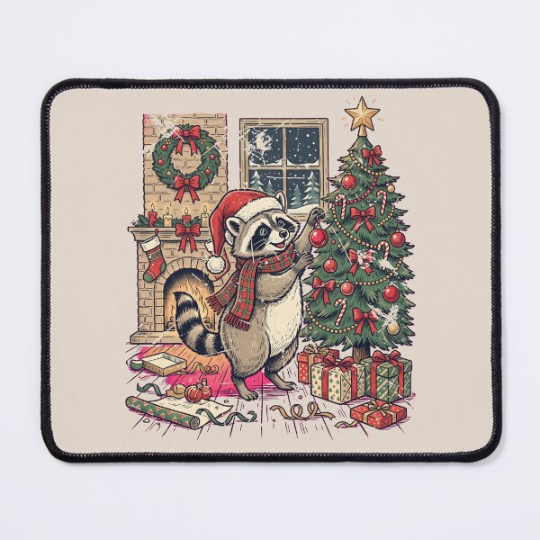 Item preview, Vintage Christmas Raccoon Decorating Tree designed and sold by dudelinart.