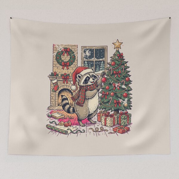 Item preview, Vintage Christmas Raccoon Decorating Tree designed and sold by dudelinart.