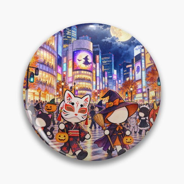 Item preview, Japanese Halloween in Shibuya – Cute Kitsune, Oni & Witch designed and sold by japan-picto.