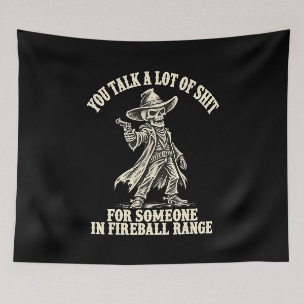 Item preview, In Fireball Range Western Cowboy Skeleton TTRPG Gaming Humor designed and sold by Maureendz.