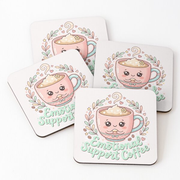 Item preview, Cute Kawaii Emotional Support Coffee Mug Illustration designed and sold by bvdesignart.