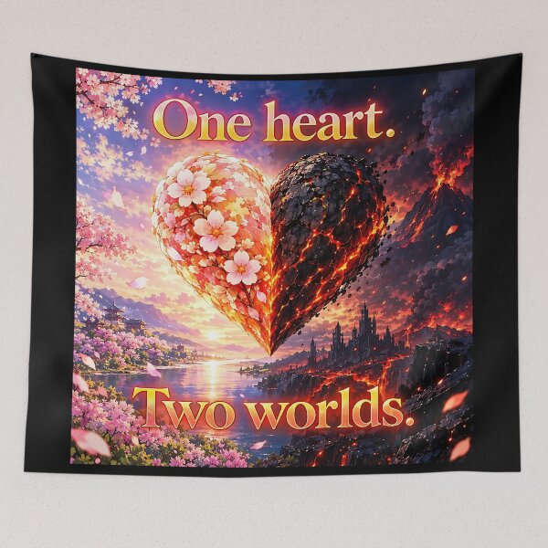 Item preview, One heart. Two worlds.(Anime Ver.) designed and sold by MaxDreamsArt.