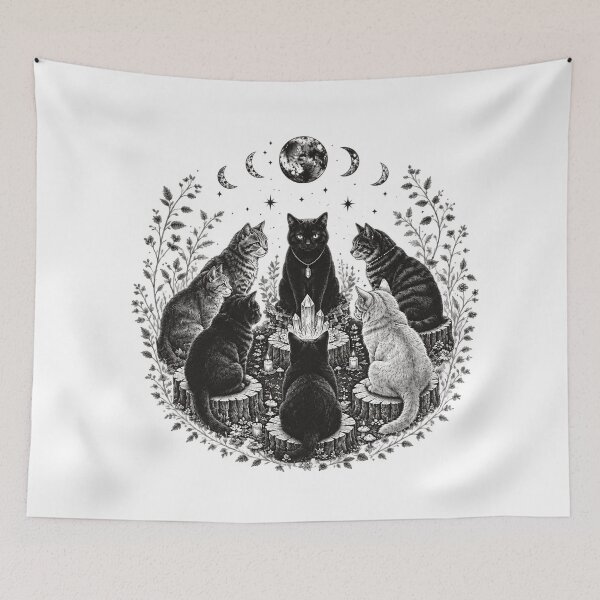 Item preview, Mystical Black Cat Coven Under Full Moon designed and sold by GenioFin.