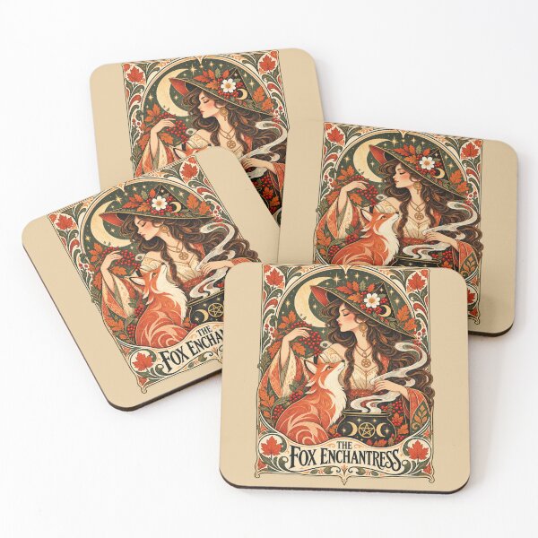 Item preview, Fox Enchantress – Autumn Witch & Spirit Animal Art Nouveau designed and sold by Blanczet.