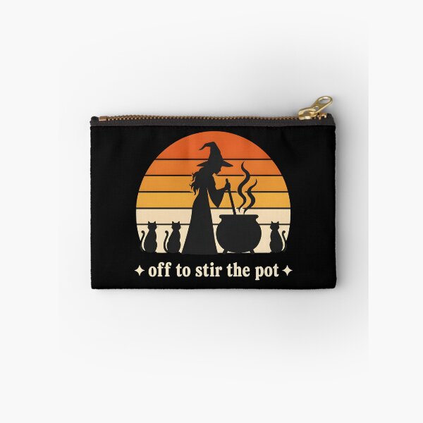 Item preview, Witch Stirring Pot Retro Sunset Cat Halloween designed and sold by OlyvieArt.