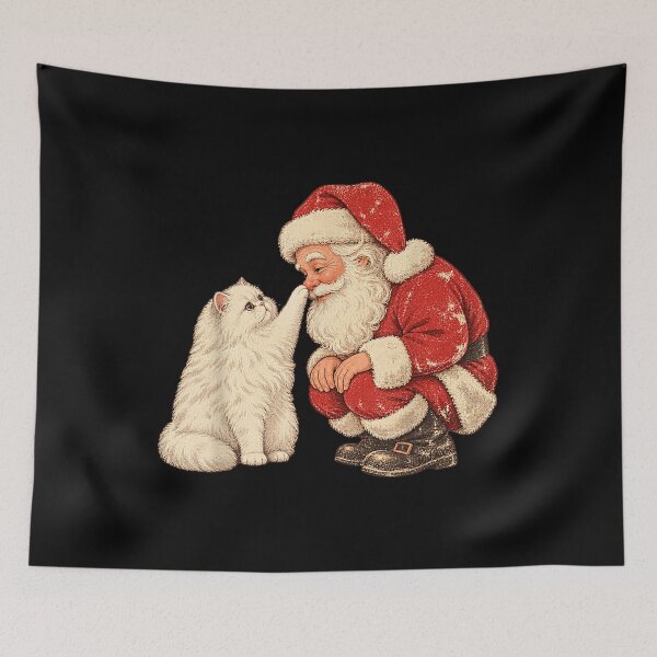 Item preview, White Persian Cat Touching Santa’s Nose designed and sold by LakenDraphil.