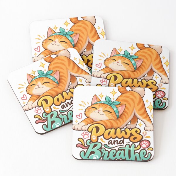 Item preview, Paws and Breathe Cute Yoga Cat Mindfulness Ginger Kitty designed and sold by FujinStore24.