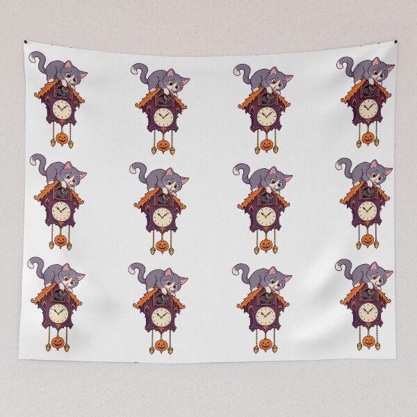 Item preview, Cute Cat On Halloween Cuckoo Clock designed and sold by UvooArt.