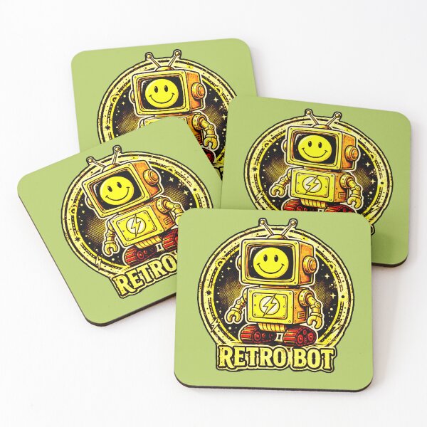 Item preview, Happy Retro Robot - Retro Bot Vintage Technology and Rave Smile designed and sold by AstronautMerch.