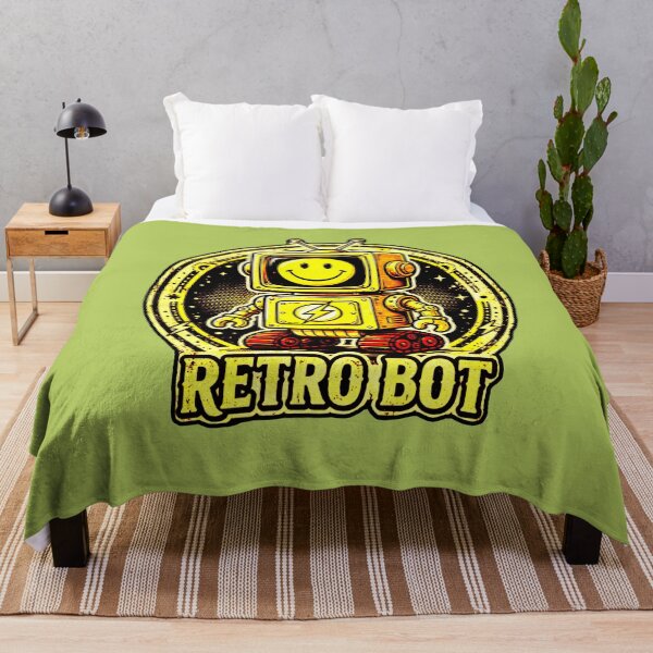 Artikelvorschau, Fröhlicher Retro-Roboter – Retro-Bot-Vintage-Technologie und Rave-Lächeln entworfen und verkauft von AstronautMerch.