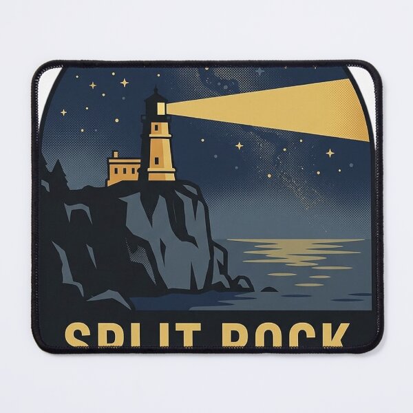 Item preview, Split Rock Lighthouse Minnesota Starry Night Vintage Badge Sticker designed and sold by DetourDgn.