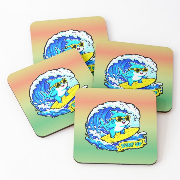 Item preview, Kawaii Surfing Shark - Surf Up Summer Beach Fun designed and sold by AstronautMerch.