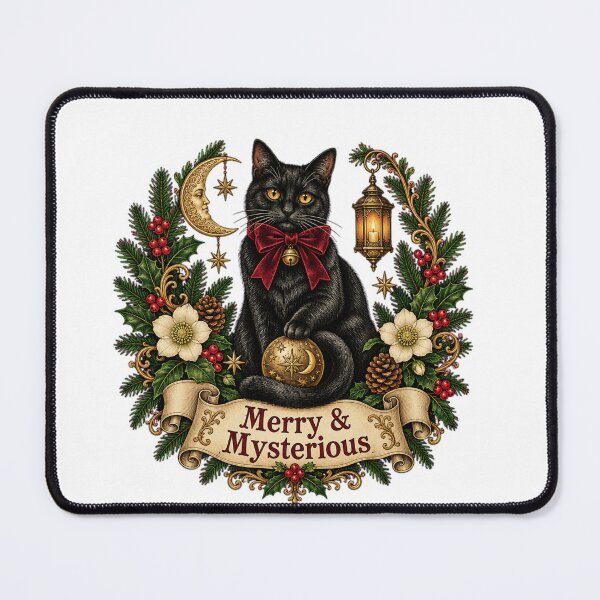 Item preview, Merry and Mysterious Gothic Christmas Black Cat designed and sold by DariaDoodleArt.