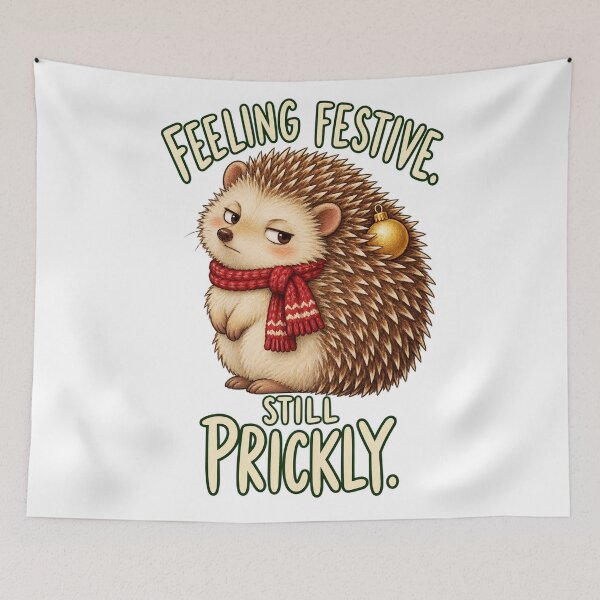 Item preview, Funny Christmas Hedgehog: Feeling Festive, Still Prickly designed and sold by PanaddaArtStudio.