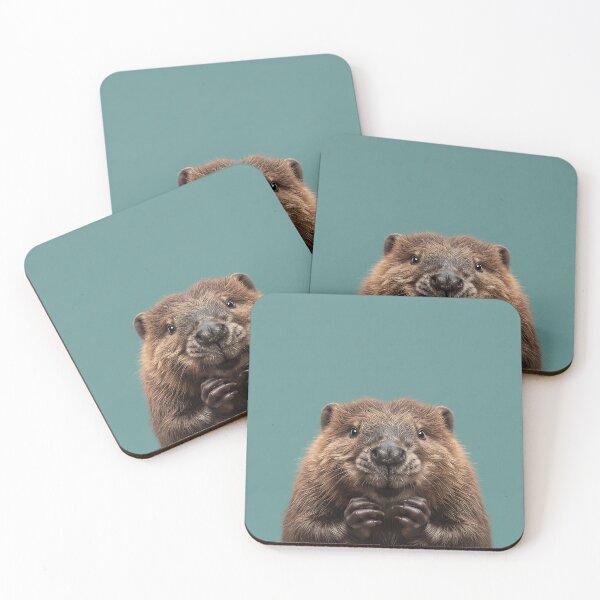 Item preview, Cute Curious Beaver Portrait Whimsical Animal Art Pastel Teal Background designed and sold by LexaArtworks.