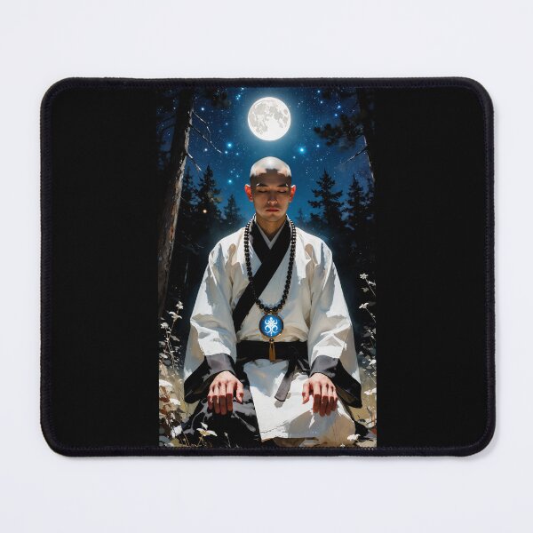 Item preview, Monk meditating under the moon designed and sold by WizardsCove.