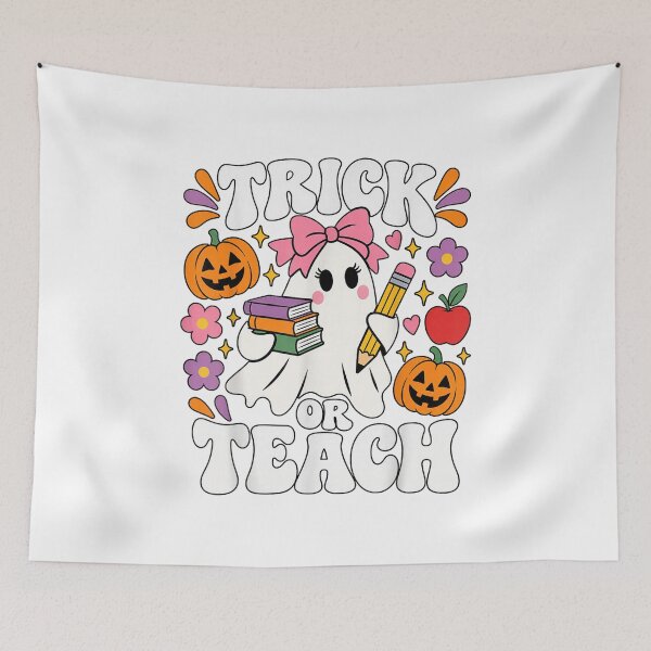 Item preview, Trick or Teach Retro Ghost Groovy Halloween Teacher Funny designed and sold by TiaraHans.