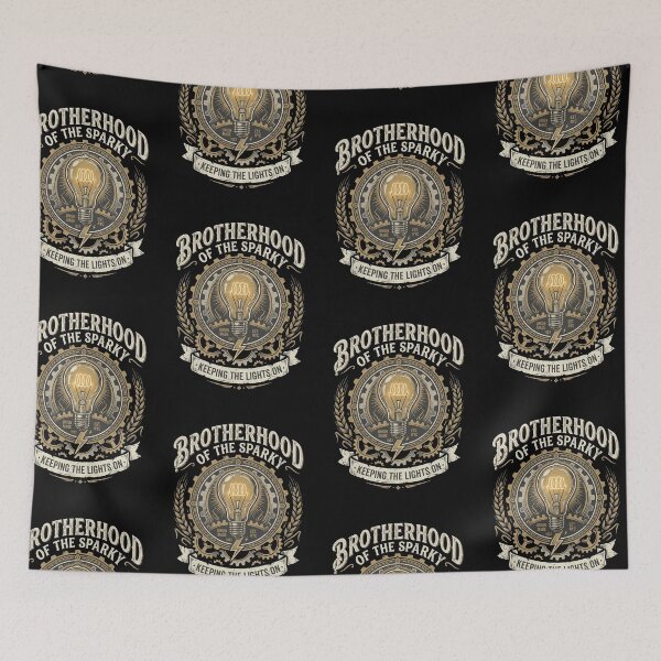 Item preview, Brotherhood of the Sparky Keeping the Lights On – Electrician Union Vintage Badge Crest Art designed and sold by Luminari Creations.