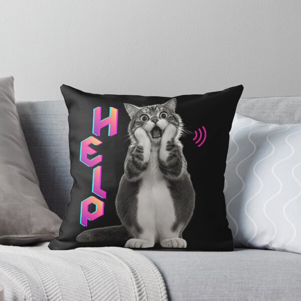 Item preview, Funny Help Cat PNG T-Shirt Design, Shocked Kitten Panicked Mug Sticker Graphic, Retro Cat Meme Apparel, Everything Is Fine Tee designed and sold by SilverSeaBKK.