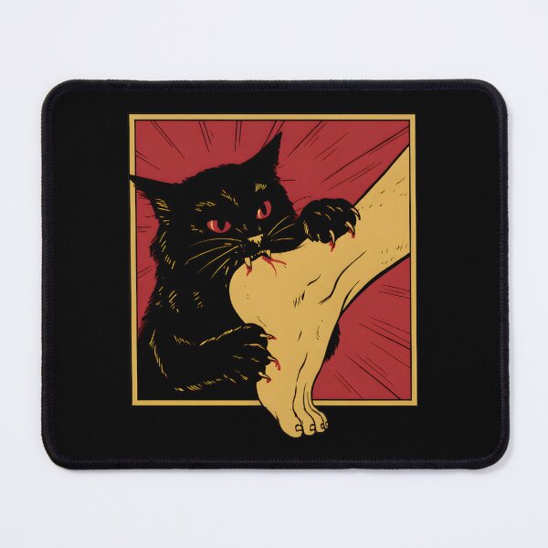 Item preview, Black Cat Bites Foot Retro Illustration Art designed and sold by OlyvieArt.