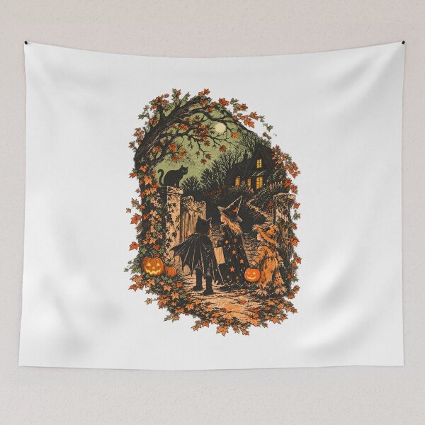 Item preview, Vintage Halloween Witch Cats Autumn Night designed and sold by Phil Ben.