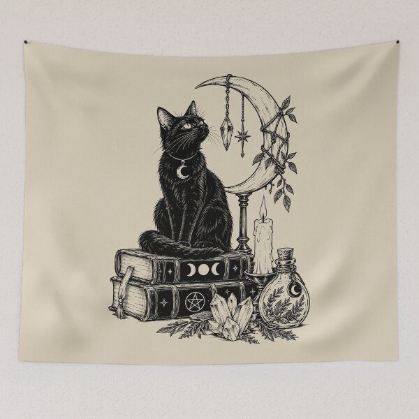 Item preview, Mystical Black Cat Altar designed and sold by bapupa.