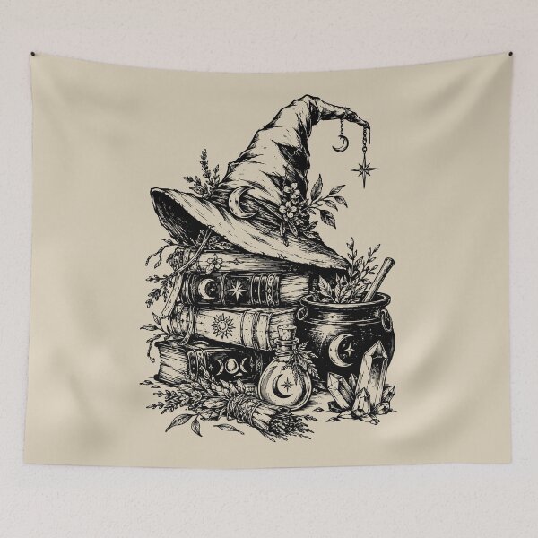 Item preview, Witchy Still Life with Hat, Books, and Crystals designed and sold by bapupa.