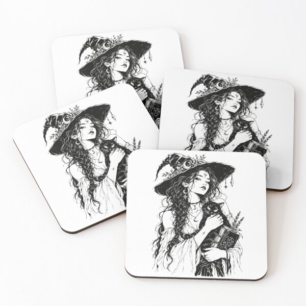 Item preview, Ink Witch with Cat and Grimoires designed and sold by bapupa.