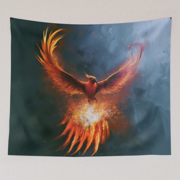 Item preview, A magnificent Phoenix rising from blazing volcanic flames, Fantasy & Mythological Creatures designed and sold by CDC40.