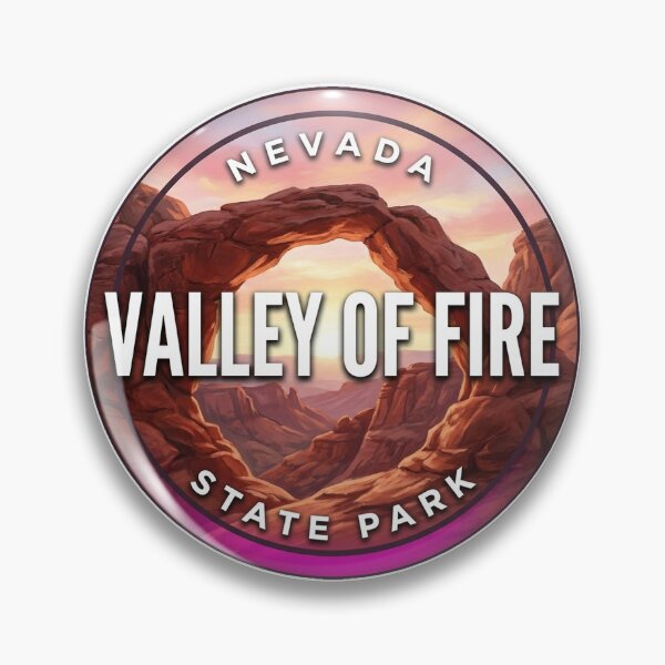 Item preview, Valley of Fire State Park Nevada Arch Sunrise Round Badge Sticker designed and sold by DetourDgn.