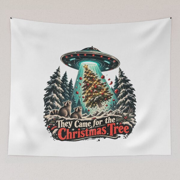 Item preview, They Came For The Christmas Tree - Funny UFO Christmas Abduction designed and sold by Neurospicy Trolls.