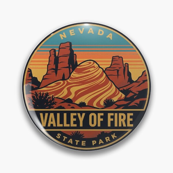 Item preview, Valley of Fire State Park Nevada Retro Sunset Vintage Badge Sticker designed and sold by DetourDgn.