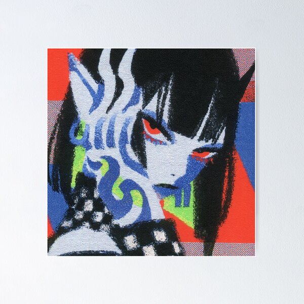 Item preview, Cyberpunk Demon Girl Halftone Grain Anime designed and sold by CameyGaney.
