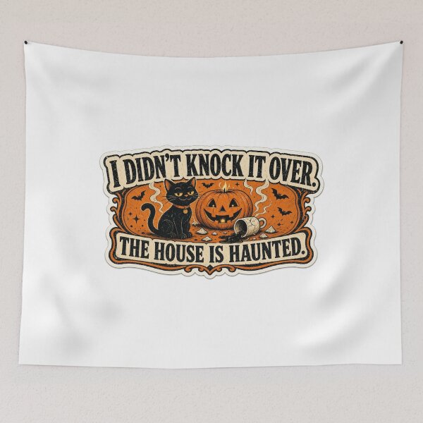 Item preview, The House Is Haunted - Vintage Black Cat Halloween designed and sold by DuncanDavidKing.