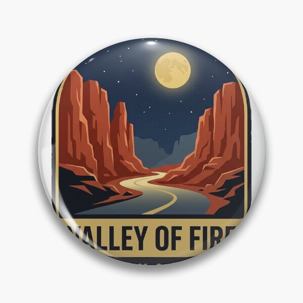 Item preview, Valley of Fire State Park Nevada Desert Night Vintage Badge Sticker designed and sold by DetourDgn.