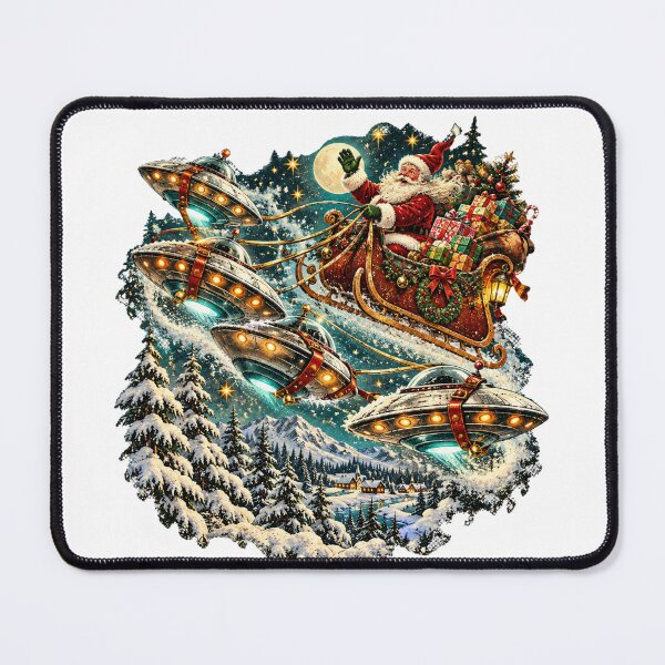 Item preview, Santa's UFO Sleigh - Funny Sci-Fi Christmas With Alien Reindeer designed and sold by Neurospicy Trolls.