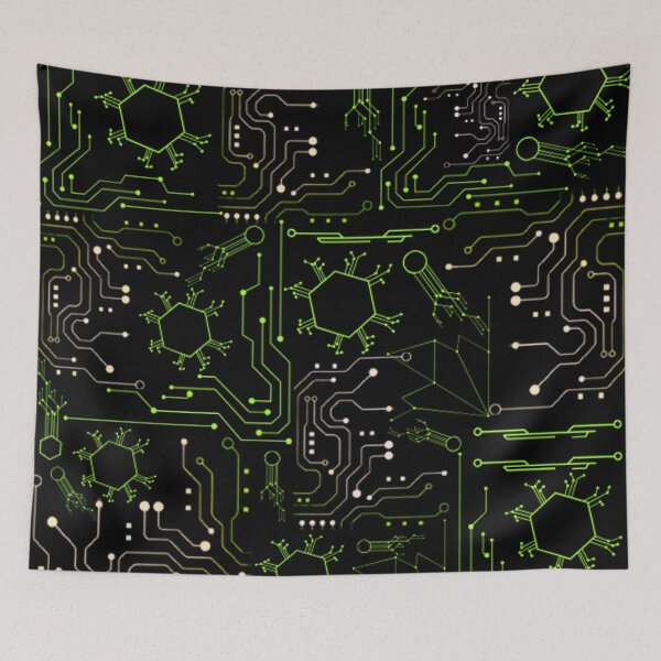 Item preview, Black and green Circuit Board Tech Pattern designed and sold by DesignYourWaystore.
