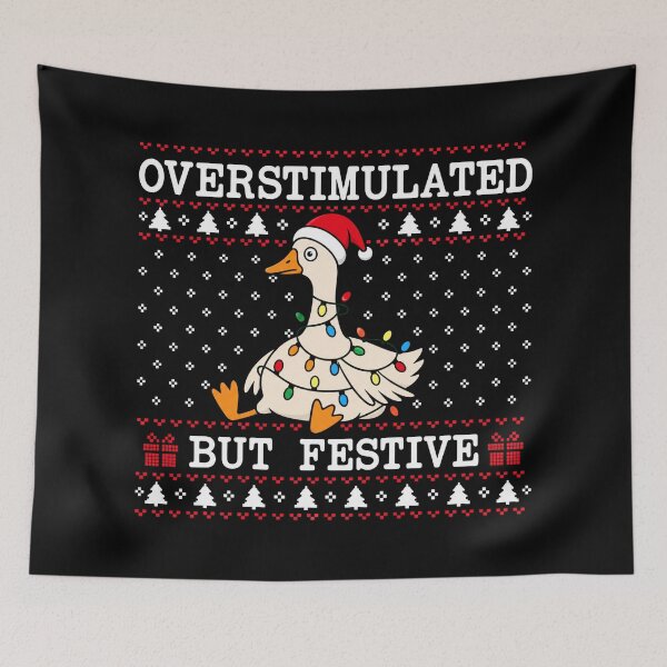 Item preview, Overstimulated But Festive Christmas Goose Ugly Sweater designed and sold by yashuna.