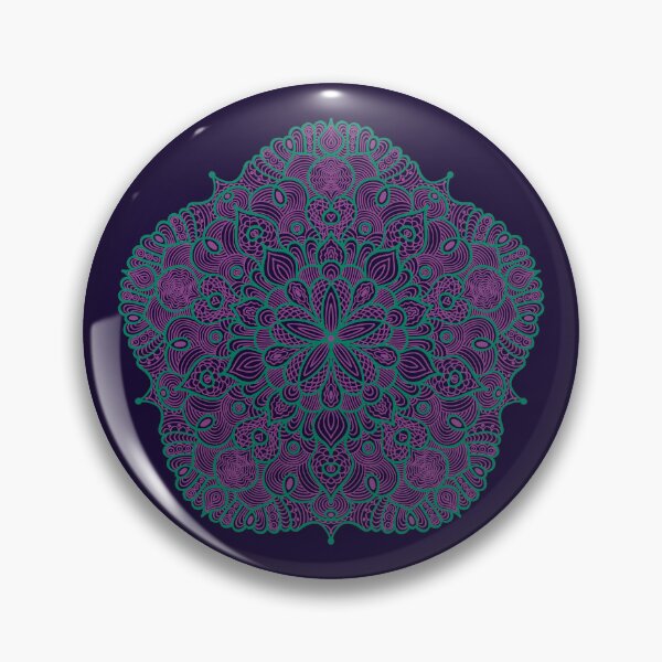 Item preview, Green Purple Mandala dark background designed and sold by Phoebe Liz Design.
