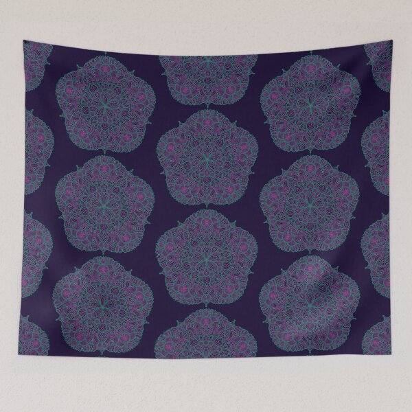 Item preview, Green Purple Mandala dark background designed and sold by Phoebe Liz Design.