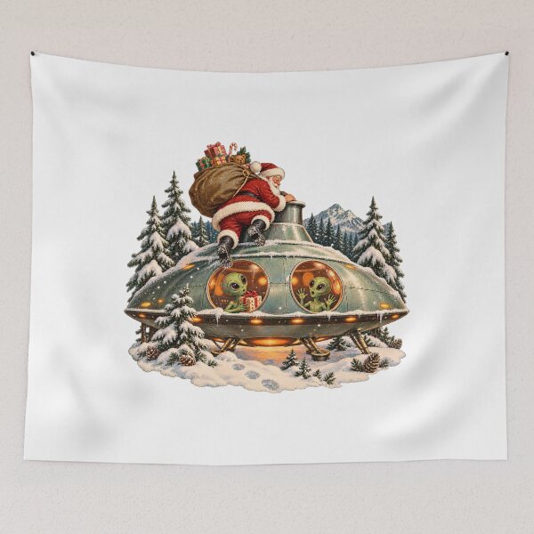 Item preview, Santa's Alien Chimney - Funny UFO Christmas Abduction designed and sold by Neurospicy Trolls.