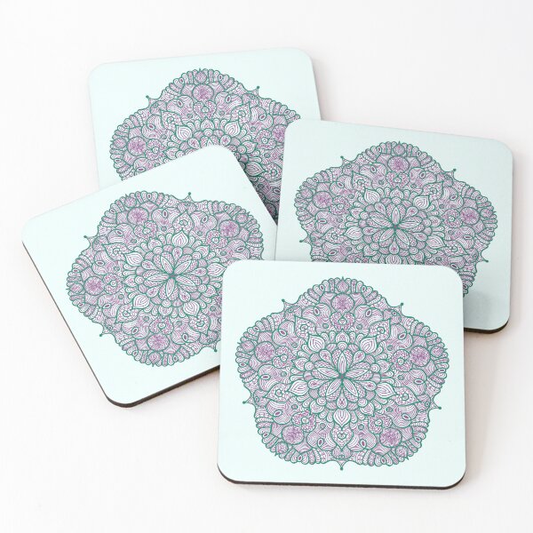 Item preview, Green Purple Mandala light background designed and sold by Phoebe Liz Design.