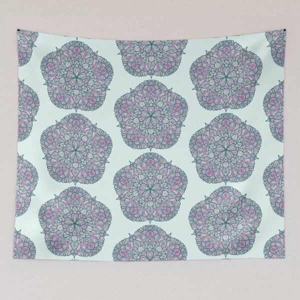 Item preview, Green Purple Mandala light background designed and sold by Phoebe Liz Design.