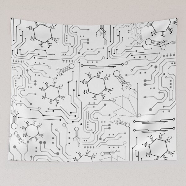 Item preview, Black and white Circuit Board Tech Pattern designed and sold by DesignYourWaystore.