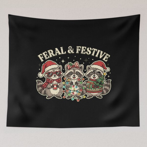 Item preview, Feral And Festive Raccoon designed and sold by dudelinart.