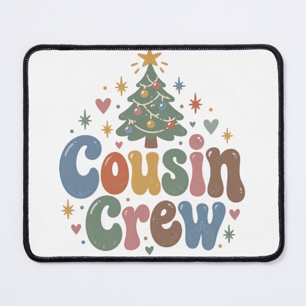Item preview, Cousin Crew Groovy Retro Letters with Christmas Tree designed and sold by Watercolorsart.